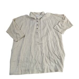 J. Jill Love Linen Beige Collared Button Front Tunic Shirt Women's Size‎ S